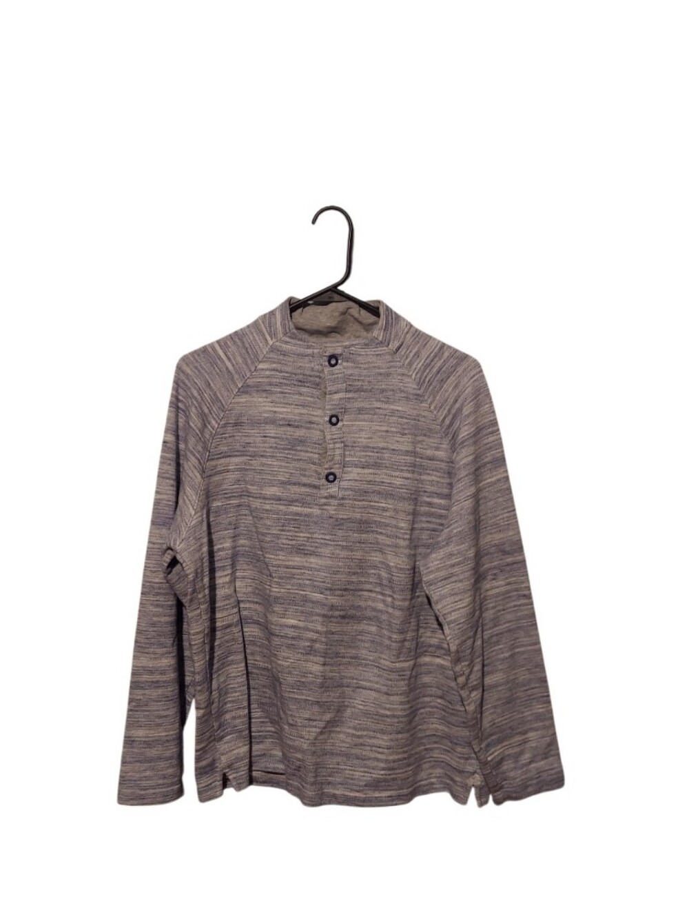 Johnnie-O Fanning Mens Large Henley Pullover Lake Blue Snap Closure Raglan Surf